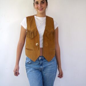 Retro 1970s Suede Fringe Vest